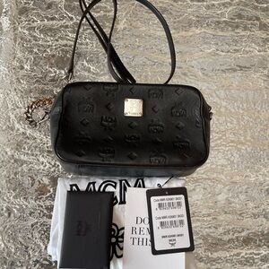 MCM Black Embossed Crossbody Bag